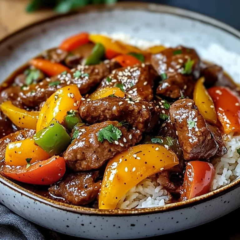 Black Pepper Beef Stir-Fry with Rainbow Peppers and Sesame Finish