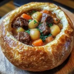 Rustic Beef Stew in Crusty Bread Bowls
