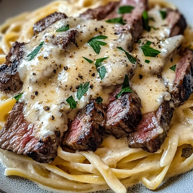 Savory Steak Gorgonzola Alfredo with Creamy Parmesan Sauce