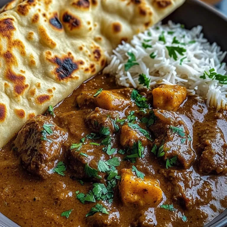 Slow-Cooked Beef Curry with Garlic Naan