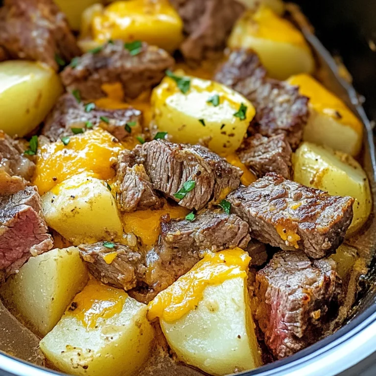 Slow Cooker Steak and Cheddar Potato Casserole