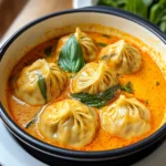 Soup Dumplings in Thai Red Curry Sauce
