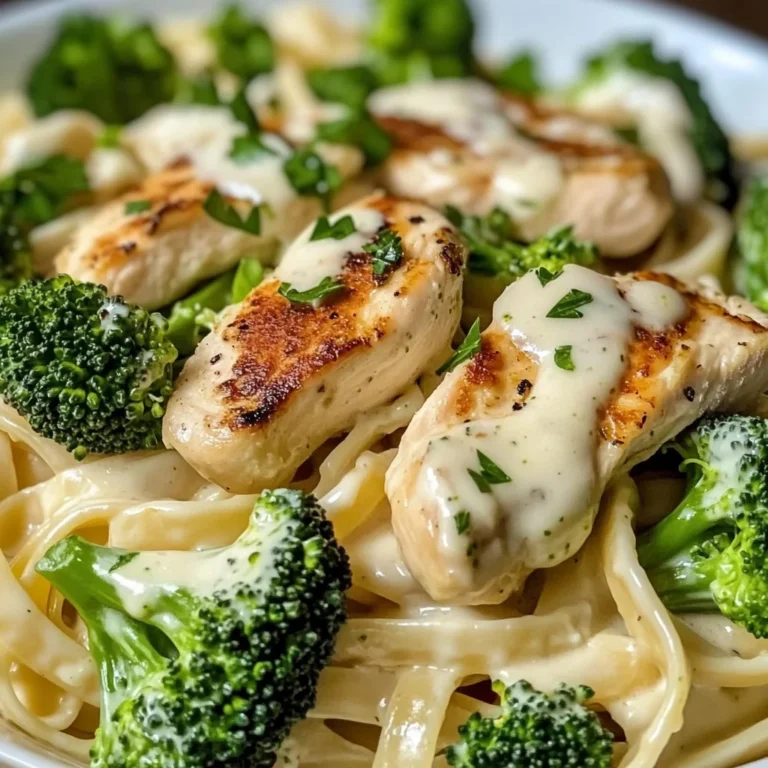 Creamy Chicken Alfredo Fettuccine with Broccoli