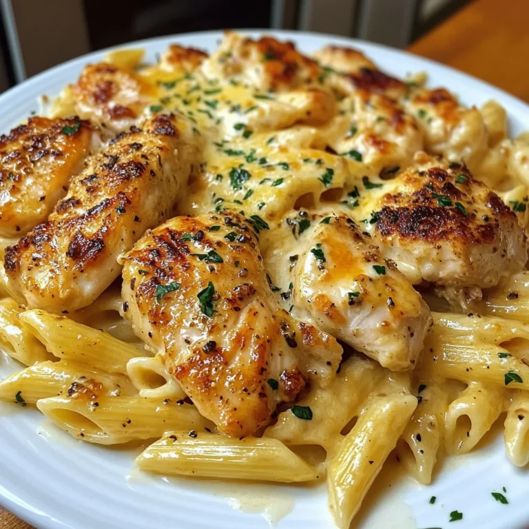 Creamy Garlic Butter Chicken with Cheesy Penne and Parmesan Sauce