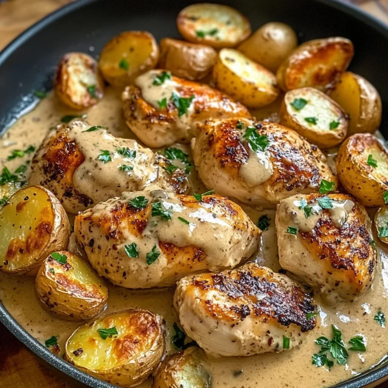 Creamy Garlic Chicken with Golden Baby Potatoes