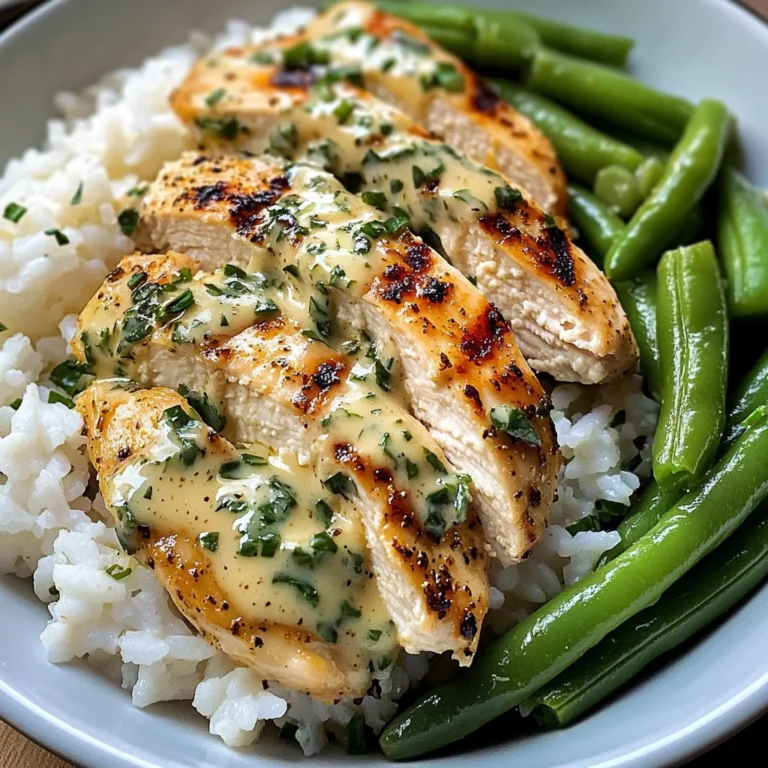 Creamy Herb Chicken with Fluffy Rice & Green Beans