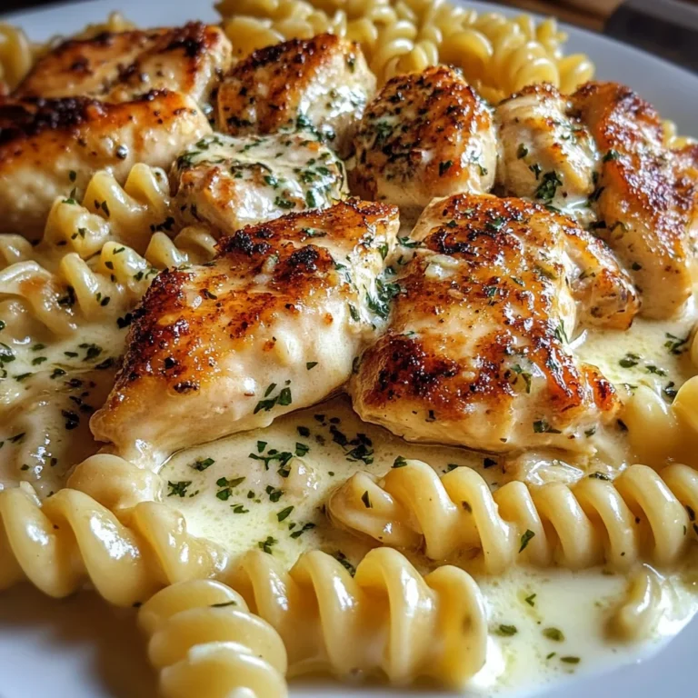 Creamy Parmesan Chicken with Twisted Pasta and Garlic Sauce