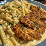 Creamy Rigatoni Alfredo with Cajun Chicken Strips