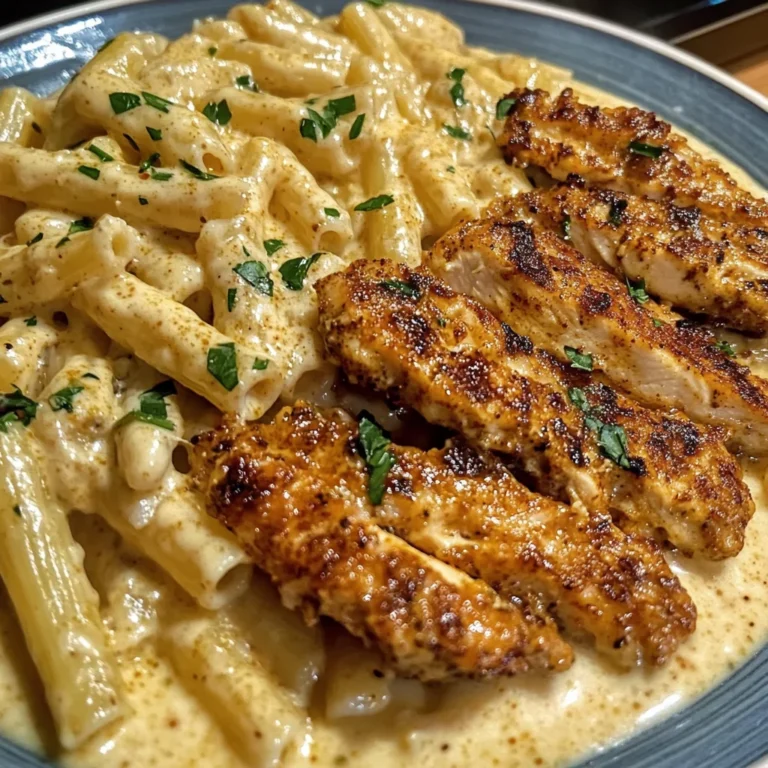 Creamy Rigatoni Alfredo with Cajun Chicken Strips