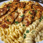 Garlic Parmesan Chicken Rotini in ThreeCheese Cajun Cream Sauce