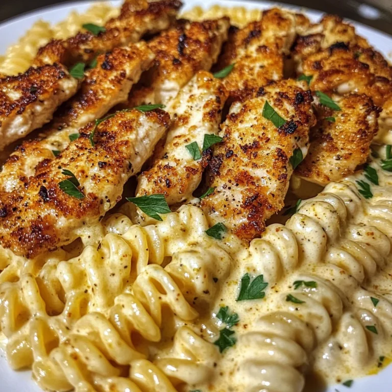 Garlic Parmesan Chicken Rotini in ThreeCheese Cajun Cream Sauce