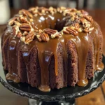 German Chocolate Bundt Cake with Caramel Pecan Topping