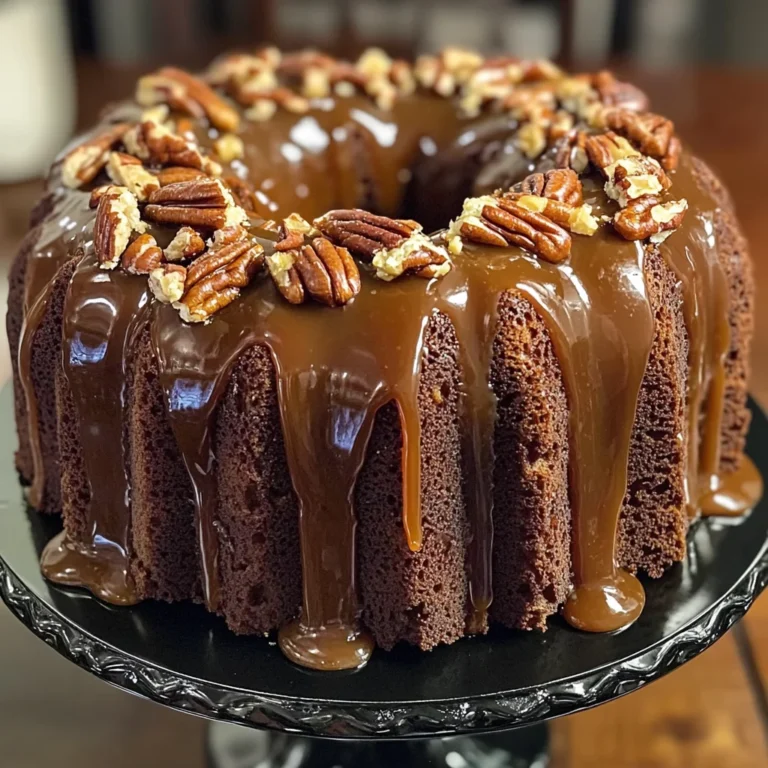 German Chocolate Bundt Cake with Caramel Pecan Topping