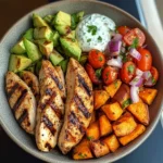 Grilled Chicken Bowl with Sweet Potato & Avocado Salsa