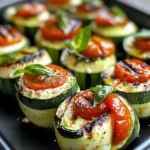 Grilled Zucchini Rollups with Lemon-Basil Ricotta & Slow Roasted Tomatoes