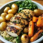 Herb Grilled Chicken with Roasted Potatoes, Carrots & Quinoa