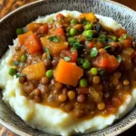Lentil Stew Over Mashed Potatoes