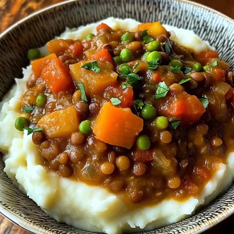 Lentil Stew Over Mashed Potatoes