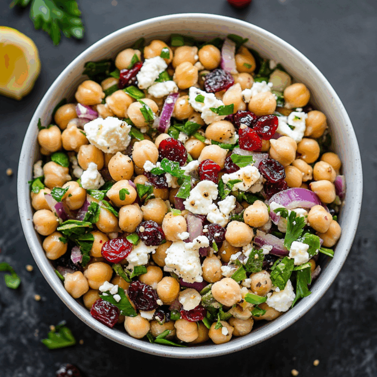 Feta & Cranberry Chickpeas with Lemon Vinaigrette – The Best 10-Minute Zesty Salad