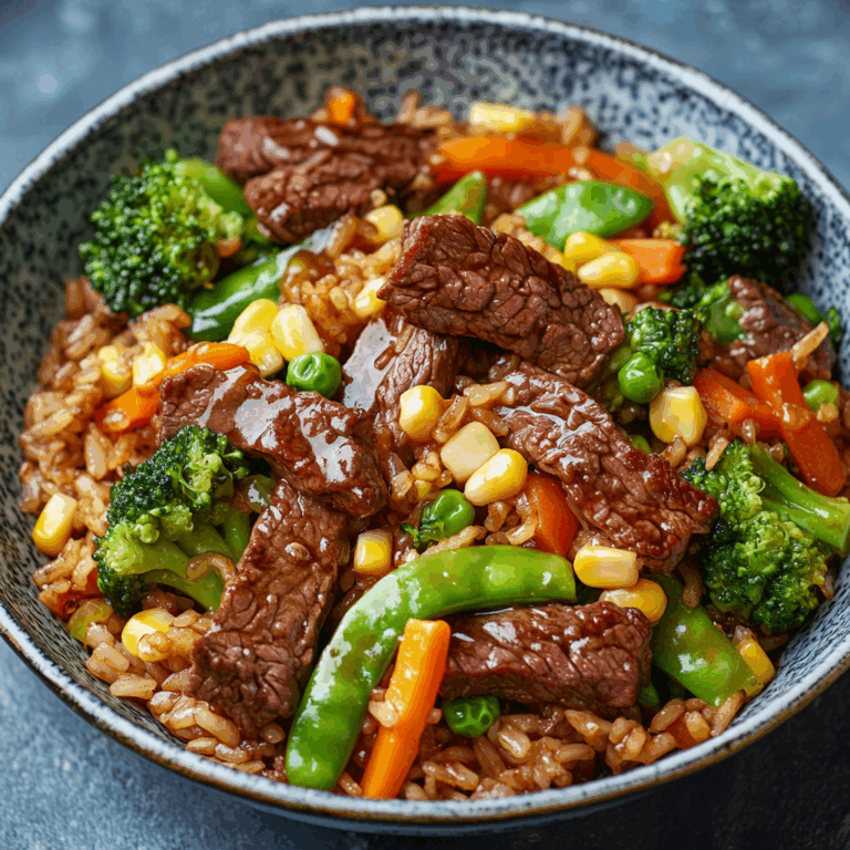 Beef Stir-Fry with Vegetables and Fried Rice