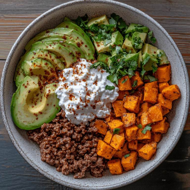 Sweet Potato & Ground Beef Protein Bowl with Cottage Cheese