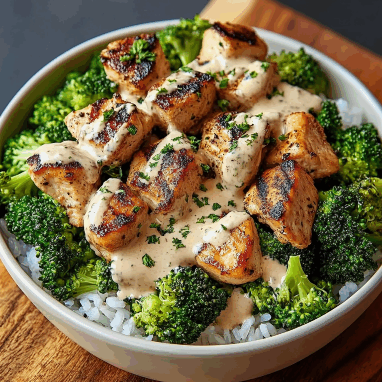Creamy Garlic Chicken Bowl with Broccoli & Rice