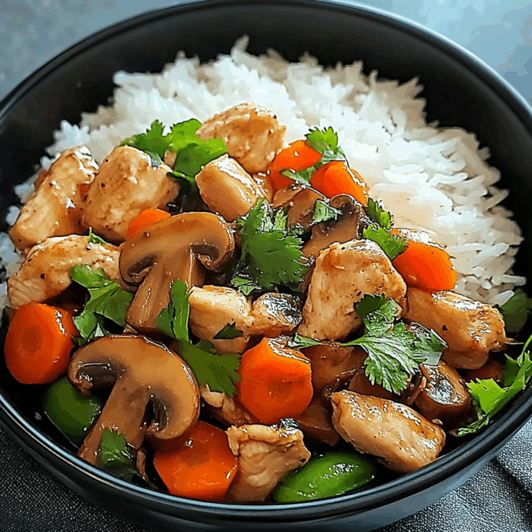 Savory Chicken Stir-Fry with Mushrooms, Carrots & Rice