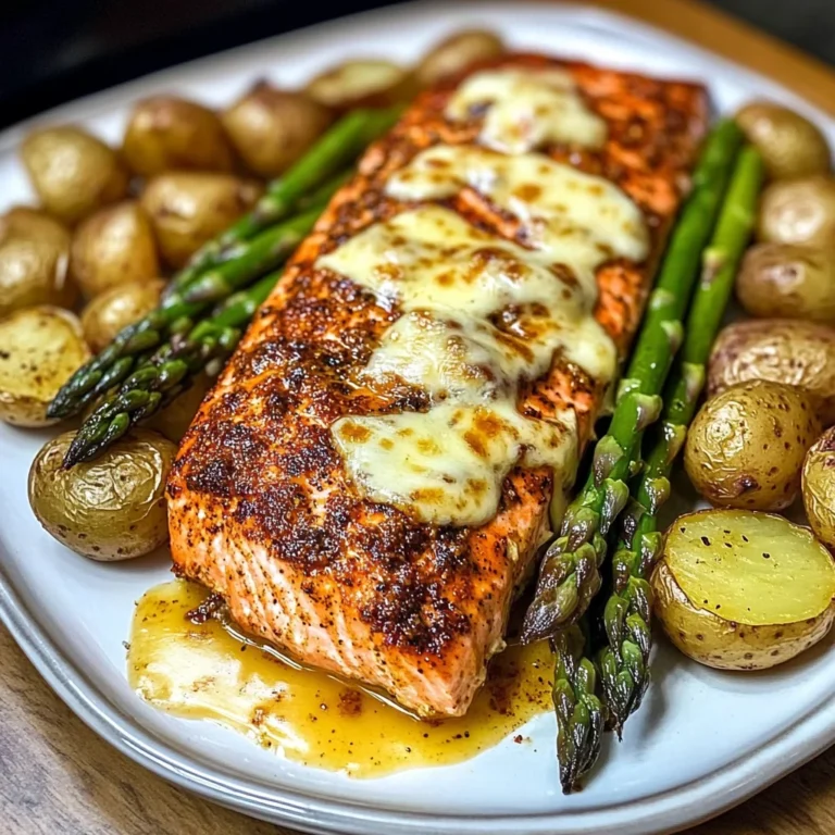 Baked Cajun Salmon with Cheesy Asparagus & Garlic Potatoes