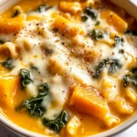 Butternut Squash Lasagna Soup with Kale & Mozzarella