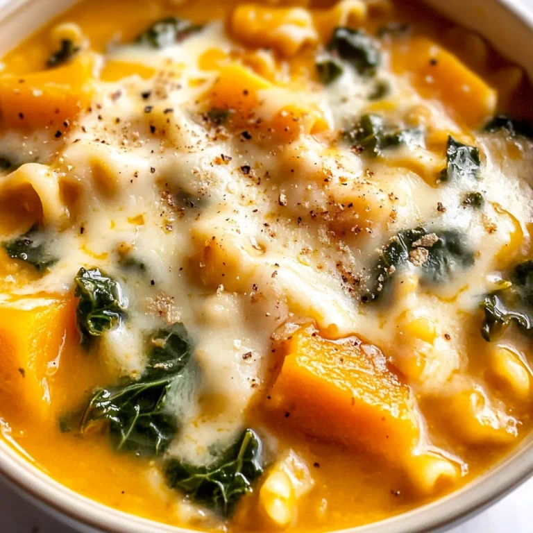Butternut Squash Lasagna Soup with Kale & Mozzarella