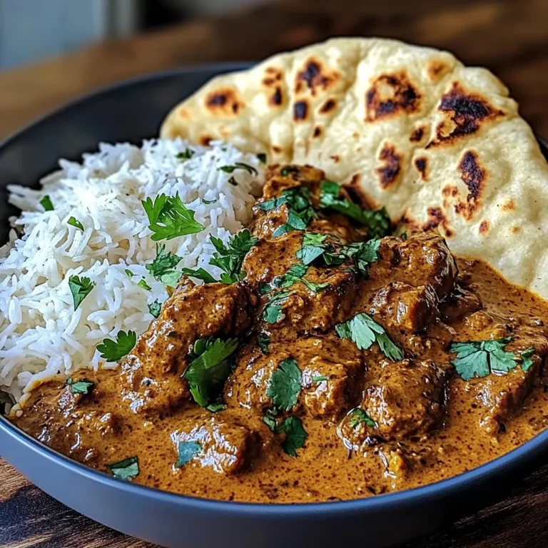 Coconut-Curry Braised Beef with Jasmine Rice & Garlic Naan