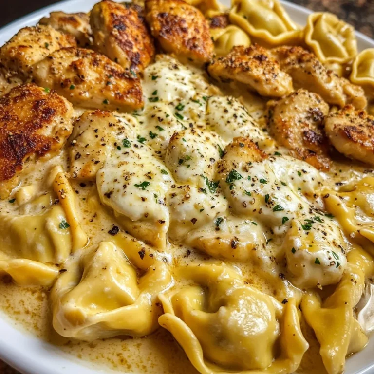 Creamy Chicken Tortellini with Mozzarella Garlic Sauce