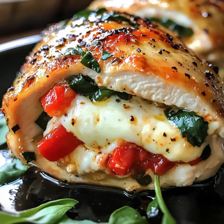 Roasted Red Pepper Mozzarella Stuffed Chicken