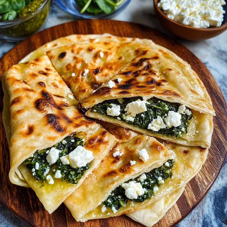 Turkish Gözleme (Spinach and Feta Stuffed Flatbread)