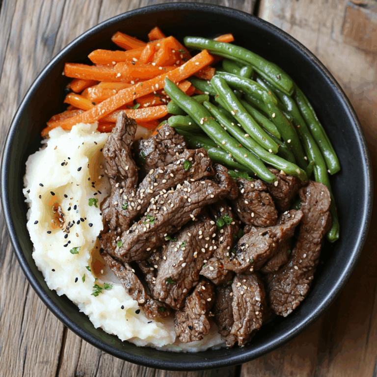 Savory Beef Plate with Mash, Carrots & Green Beans