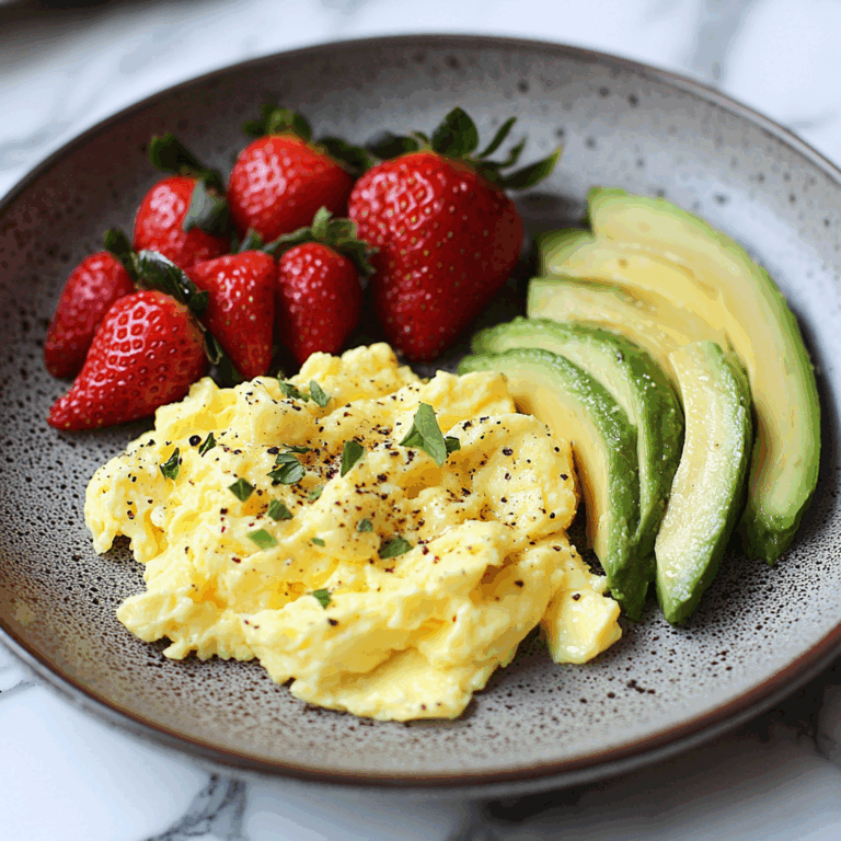 Scrambled Eggs with Avocado & Strawberries