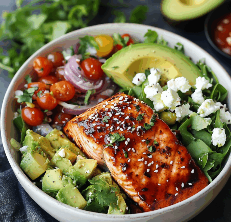 Chipotle Glazed Salmon Bowl with Avocado Feta Salad: Your Ultimate Flavor-Packed, Healthy Meal Solution