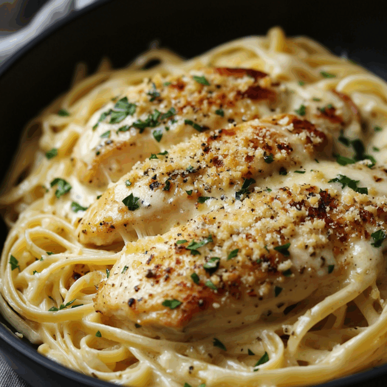 Creamy Garlic Parmesan Chicken with Cheesy Linguine Pasta