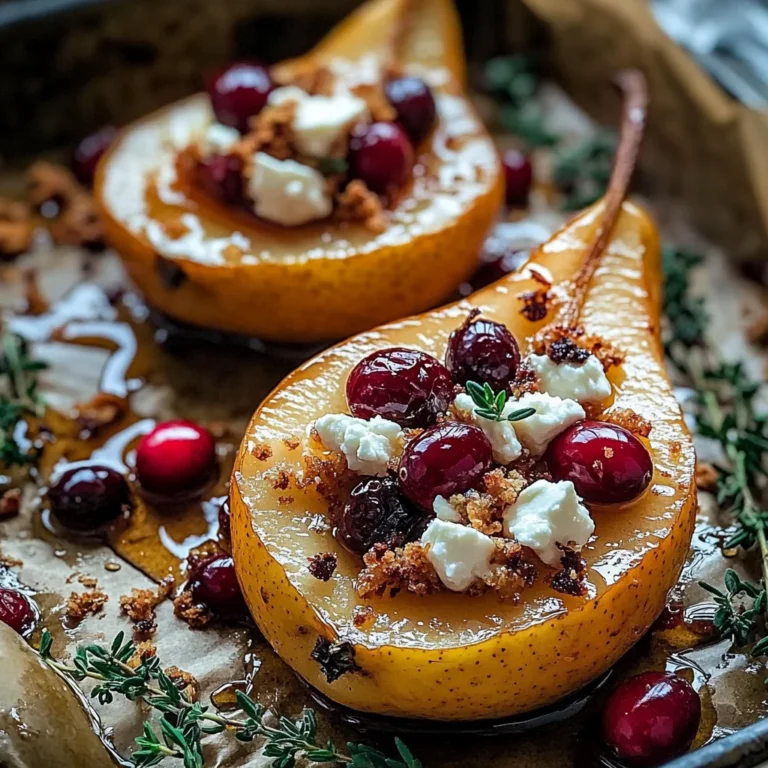 Baked Pears with Feta, Honey, and Cranberries