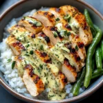 Creamy Herb Chicken Rice Bowl with Green Beans