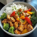 Garlic Chicken Stir-Fry Bowl with Broccoli Rice
