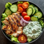 Greek Chicken Salad Bowl with Tzatziki
