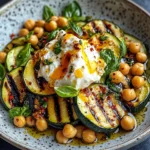 Grilled Zucchini Chickpea Salad with Burrata & Chili Oil