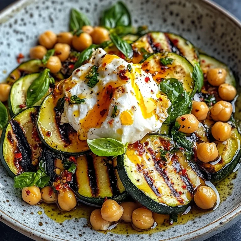 Grilled Zucchini Chickpea Salad with Burrata & Chili Oil
