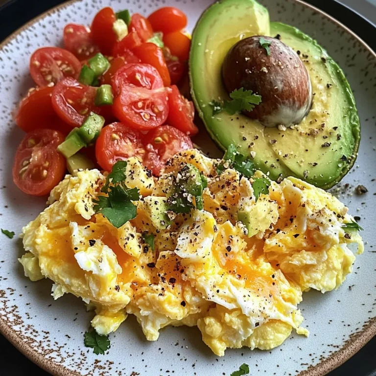 Scrambled Egg & Avocado Plate with Tomato Salad & Sauerkraut