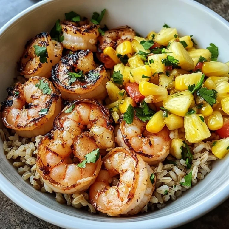 Zesty Shrimp Bowl with Brown Rice & Pineapple Corn Salsa