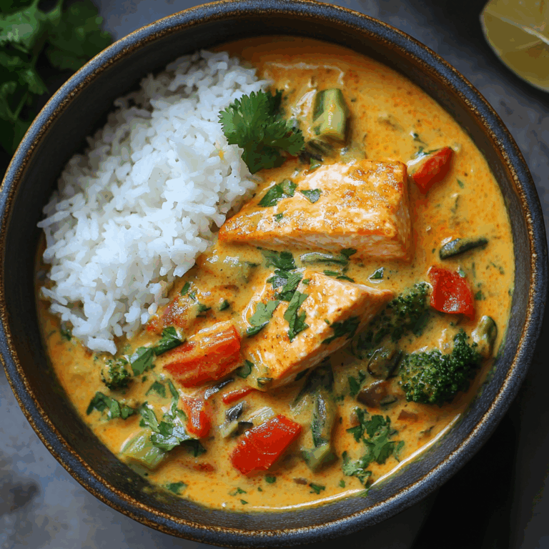 Coconut Veggie Salmon Curry with Rice