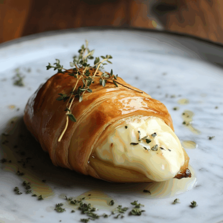 Poached Pear Wrapped in Brie, Baked in Puff Pastry