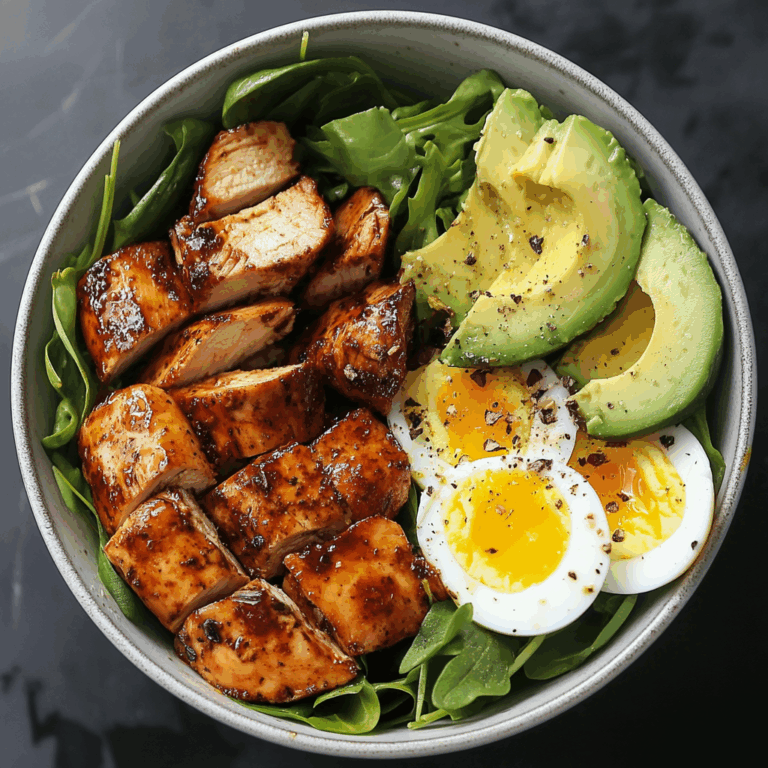 Protein Power Bowl with Avocado, Eggs, and Chicken