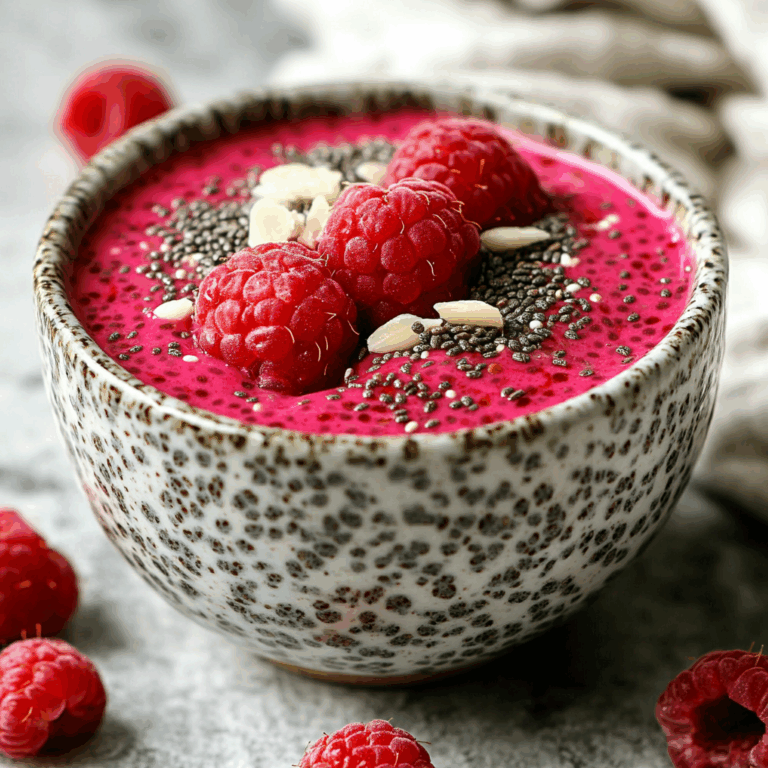 Raspberry Chia Pudding Sweetened with Maple Syrup